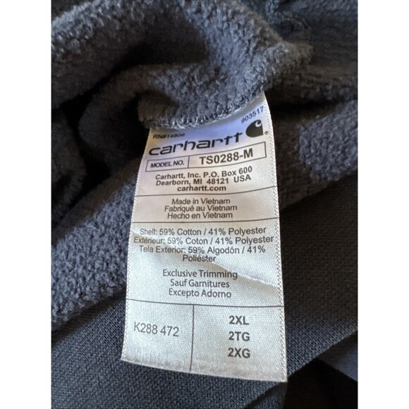 Carhartt Pullover Hoodie Mid Weight Loose Fit Graphic Sleeve 2x Tall K288 Blue - Picture 3 of 12